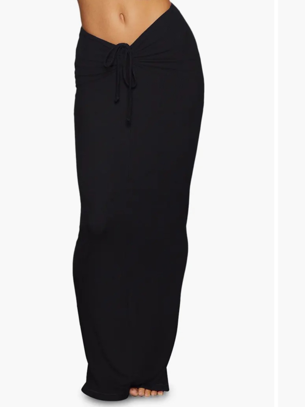 SKIMS Black Drawstring V-Waist Maxi Skirt